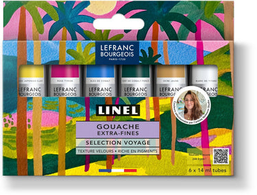 Lefranc bourgeois 302056 linel extra-fine gouache set „voyage“ 6×14 ml | professionele gouache verf
