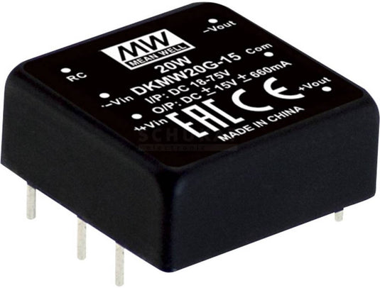 Mw mean well dkmw20g-15 dc dc-convertermodule 830 ma 20 w aantal uitgangen: 2 x inhoud 1 stuk(s)