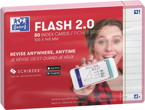 Oxford flash 2.0 - flashcards - gelijnd - a6 - roze rand - 80 stuks