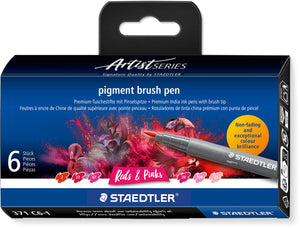 Staedtler - artist series - pigment brush pen set 6 kleuren reds pinks