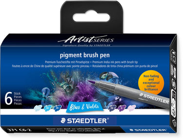 Staedtler - artist series - pigment brush pen set 6 kleuren blues violets