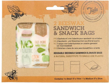 Tala - sandwich snack zakjes - set van 2 - zero waste - herbruikbaar - bijenwas