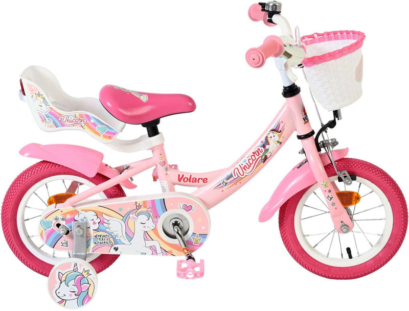 Afbeelding laden in galerijviewer, Volare unicorn kinderfiets - meisjes - 12 inch - roze

