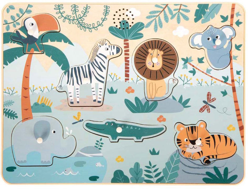 Afbeelding laden in galerijviewer, Small foot - houten dierengeluiden puzzel safari
