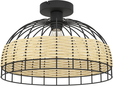 Eglo anwick plafondlamp - e27 - ø 38 cm - zwart rotan