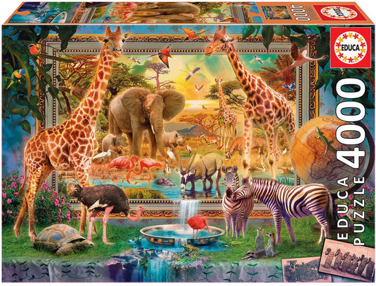 Educa - puzzel jungle - 4000 stukjes - kleurrijk dierenrijk.