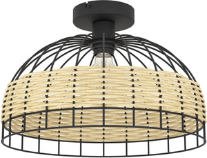 Eglo anwick plafondlamp - e27 - ø 38 cm - zwart rotan