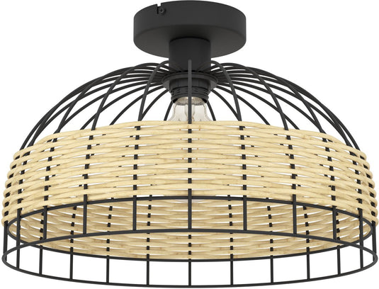 Eglo anwick plafondlamp - e27 - ø 38 cm - zwart rotan