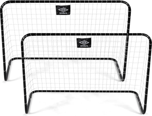 Umbro dunlop voetbaldoel 78 x 56 x 45 cm - voetbaldoeltjes set van 2 - voetbalgoals voor kinderen - snelle montage - voetbal goal - voetbal training goals binnen en buiten gebruik - kunststof - zwart