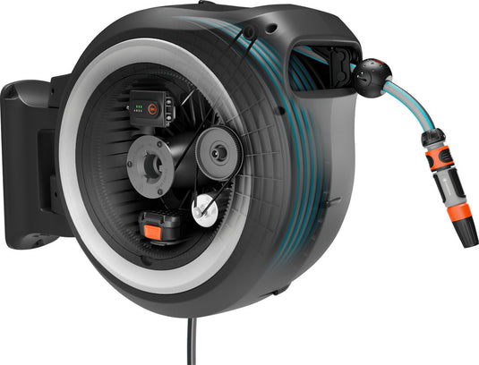 Gardena powerroll xl accu-slanghaspel set - grijs-wit - 35 m
