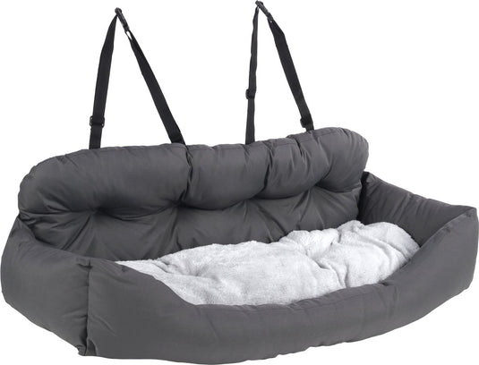 Flamingo autostoel hond – autostoel orlando grijs – 100x57x20cm – veilig comfortabel – voor achterbank
