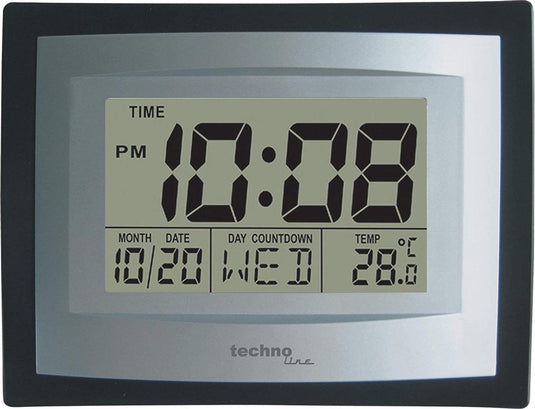 Technoline digitale wandklok - datum - temperatuur - wekkerfunctie - ws 8004