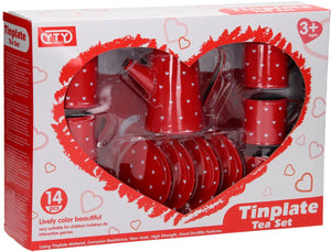 Tinnen theeservies rood