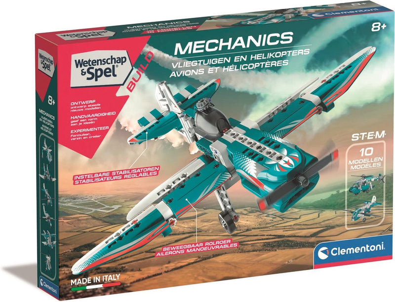 Afbeelding laden in galerijviewer, Clementoni wetenschap spel mechanica - vliegtuigen en helikopters - constructie speelgoed - vanaf 8 jaar
