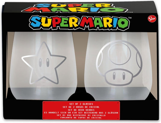 Storline nintendo - super mario crystal glasses 2-pack