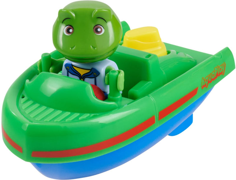 Afbeelding laden in galerijviewer, Aquaplay - waterbaanaccessoire - sportboot met kikker - badspeelgoed - groen
