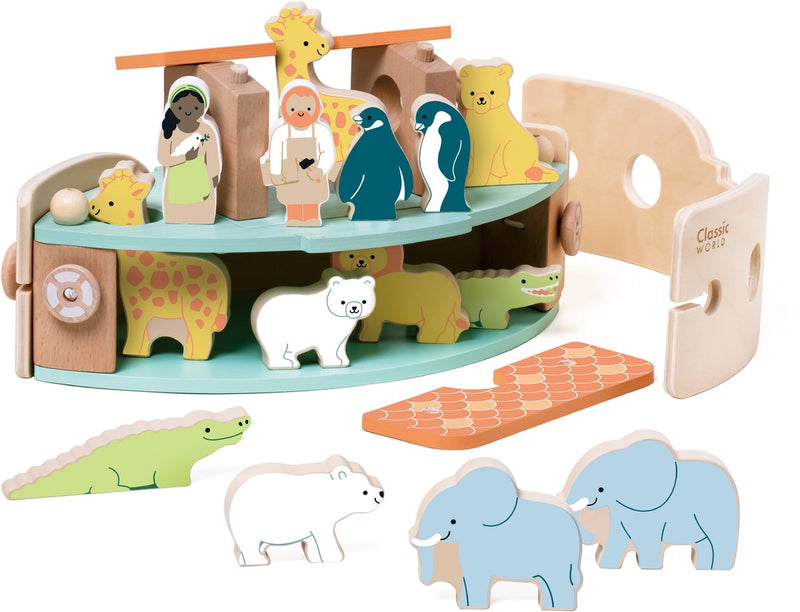 ギャラリービューアに画像をロードする, Classic world houten noah's ark boot bouwset met dieren, 16dlg.

