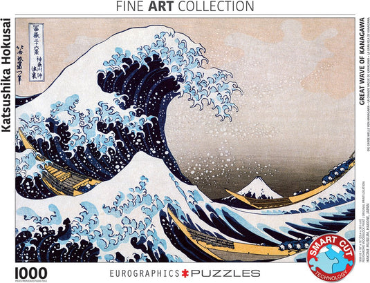 Eurographics - de grote golf bij kanagawa [神奈川沖浪裏 kanagawa-oki nami ura] - katsushika hokusai - 1000 stukjes 68×48cm (b×h) - fine art legpuzzel