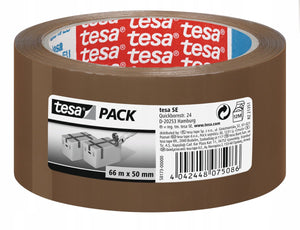 Tesa standard pakkingtape 66m x 50mm bruin - oplosvrij