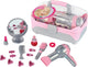 Klein toys braun hairstyling koffer met haardroger - haaraccessoires, spiegel, lippenstift en parfum - incl. ventilator met koude-lucht-mechanisme - roze grijs