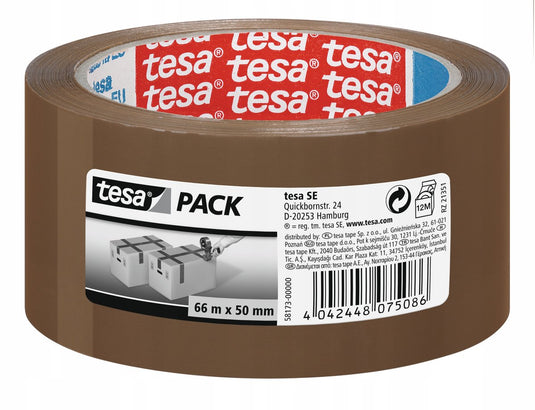 Tesa standard pakkingtape 66m x 50mm bruin - oplosvrij