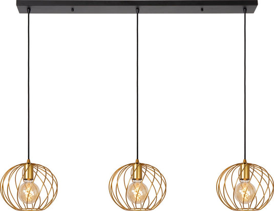 Lucide danza - hanglamp - 3xe27 - mat goud messing