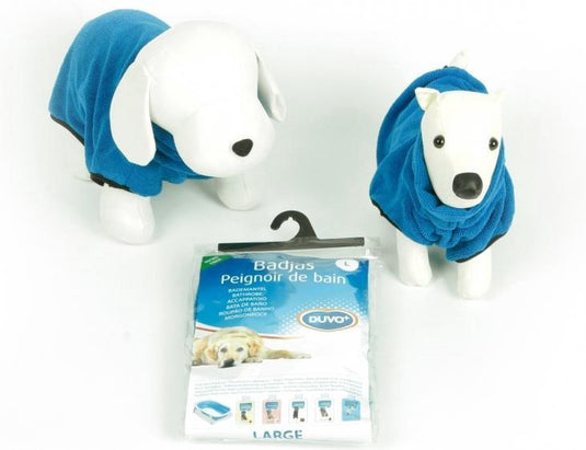 Duvo + honden badjas - dierenkleding - blauw - 58 cm