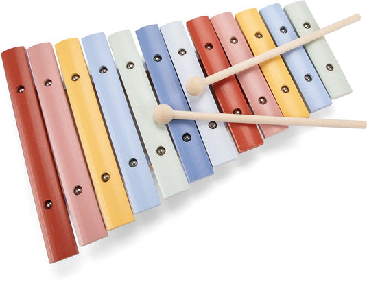 Woet ® houten xylofoon speelgoed - kleurrijk speelgoedinstrument met muziekboekje en 2 stokjes - stimuleert muzikale ontwikkeling - vanaf 2 jaar