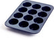 Blue diamond muffinvorm - 12 stuks - pfas-vrije antikleeflaag - keramische baklaag - ovenbestendig tot 230°c - blauw