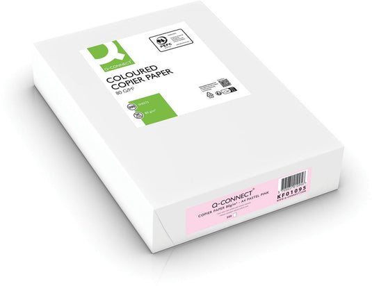 Q-connect gekleurd kopieerpapier | a4 | 80g | pak van 500 vel | roze