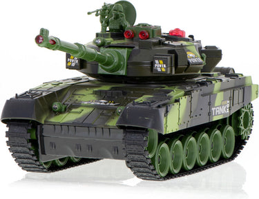 Merkloos sans marque rc speelgoed boscamouflage tank - op afstand bestuurbare radiografische tank met afstandsbediening - met geluid licht effecten - met interne accu - 2.4gz - boscamouflage