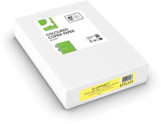 Q-connect gekleurd kopieerpapier | a4 | 80g | pak van 500 vel | felgeel