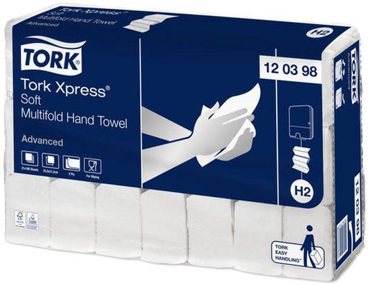Tork 120398 xpress multifold handdoek h2 2-laags wit 3780 stuks (120398)