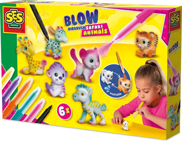 Ses blow airbrush pens - safari dieren, 6st.