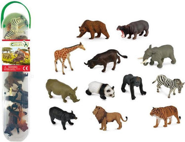 Collecta figurine mini set - 12 wilde dieren - wilde dieren - handgeschilderd - miniatuur