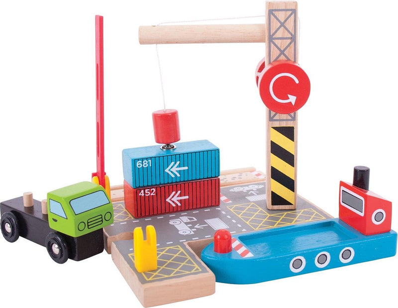 Afbeelding laden in galerijviewer, Bigjigs houten rails - container scheepswerf
