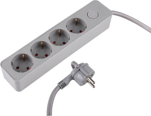 Q-link stekkerdoos - 4-voudig - plat - randaarde - 3 x 1.5 mm� - 1.5 m - textiel - grijs