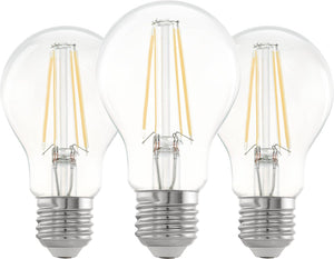 Eglo led lamp - e27 - ø 6 cm - a60 - helder - 2700k - set van 3