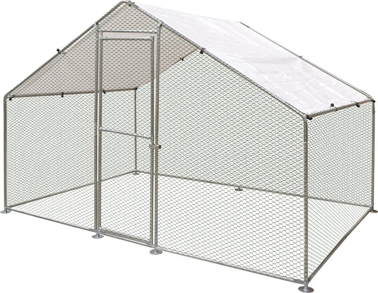 Flamingo ren doerak - zilver - 2 x 3 x 2 m - buitenren voor pluimvee en konijnen - stevig, flexibel en eenvoudig aan te passen