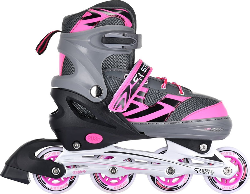 Afbeelding laden in galerijviewer, Street rider inlineskates junior aluminium roze grijs mt 29-32
