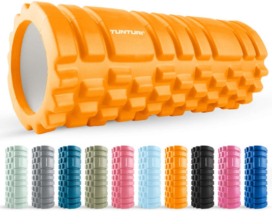 Tunturi yoga grid foam roller - massage roller - foamroller - fitness roller - oranje - 33cm - incl. gratis fitness app