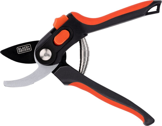 Black+decker tuinschaar - 20,3 cm - gehard stalen bladen - 13 mm knipdikte - zwart oranje