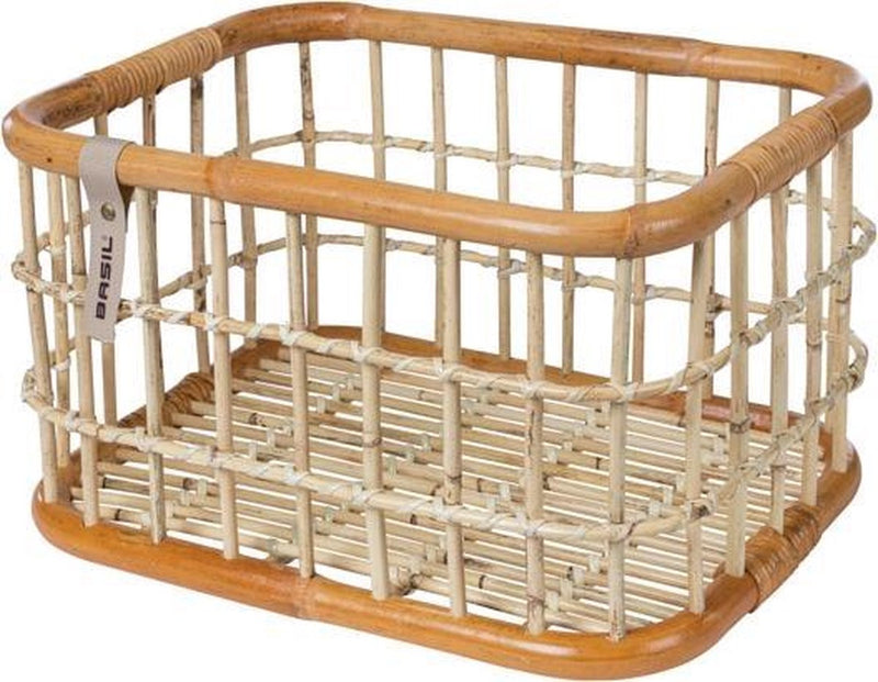 Afbeelding laden in galerijviewer, Basil Green Life - rotan fietsmand - large - voorop- natural bruin
