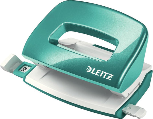 Leitz wow mini perforator - perforeert tot 10 vel - voor mappen en ringbanden - ideaal voor thuiskantoor thuiswerkplek - ijsblauw