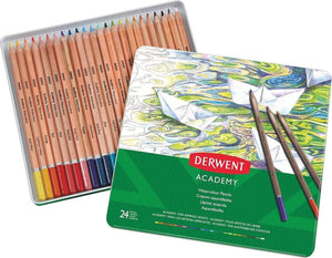 Derwent academy kleurpotlood - geassorteerde kleuren - set van 24 kleurpotloden van hoge kwaliteit