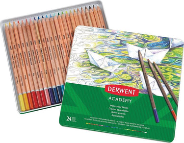 Derwent academy kleurpotlood - geassorteerde kleuren - set van 24 kleurpotloden van hoge kwaliteit