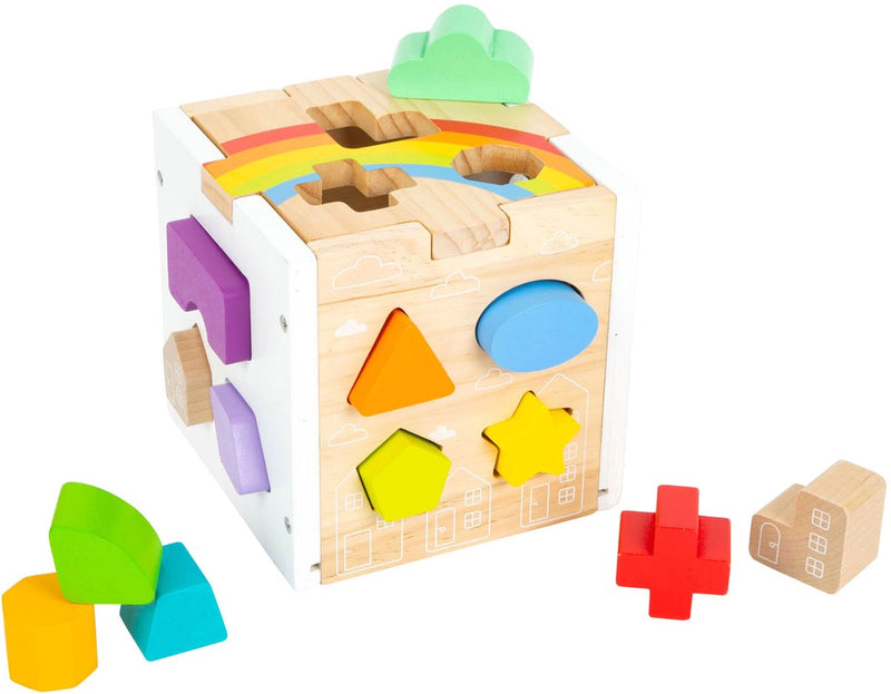 Afbeelding laden in galerijviewer, Small foot - houten vormenstoof kubus regenboog,
