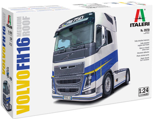 Italeri modelbouwpakket vrachtwagens - 3970 volvo fh16 medium roof - moderne truck - zweedse vrachtwagen plastic - 1:24 - modelbouw