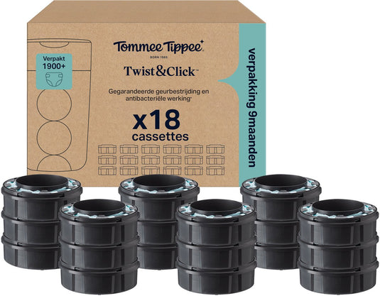 Tommee tippee twist click luieremmer navullingen - verpakking met 18 stuks - 18 x 10,5 m navulcassettes