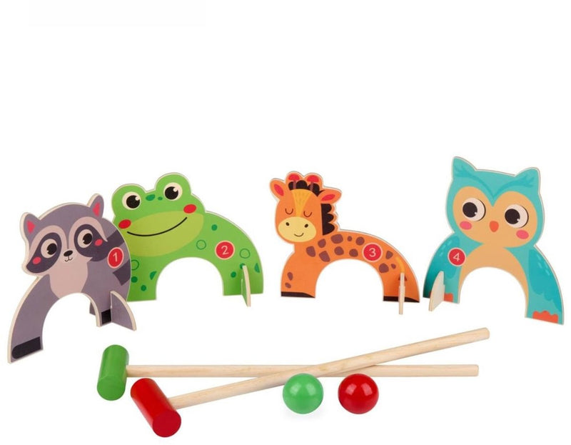 Afbeelding laden in galerijviewer, Eddy toys houten croquetspel dieren, 8dlg.
